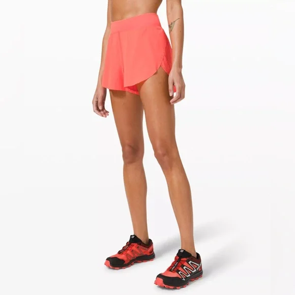 Lululemon Find Your Pace Hi-Rise Running Short 3" Lined Sunset Coral Size 6 - Picture 1 of 3
